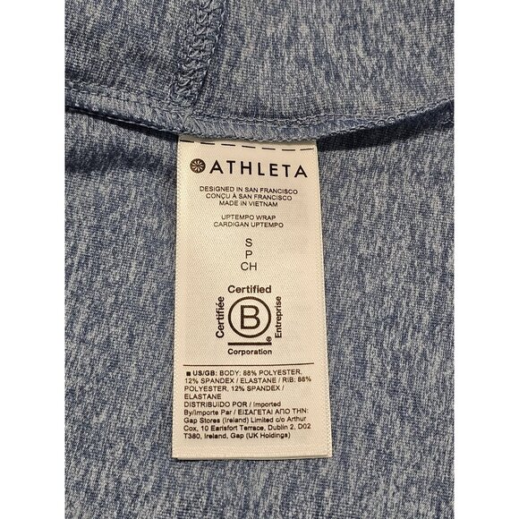 NWT Athleta Women's Blue Wrap Cardigan Quarry Hoodie Pockets Open Size S 2746 - Picture 8 of 14